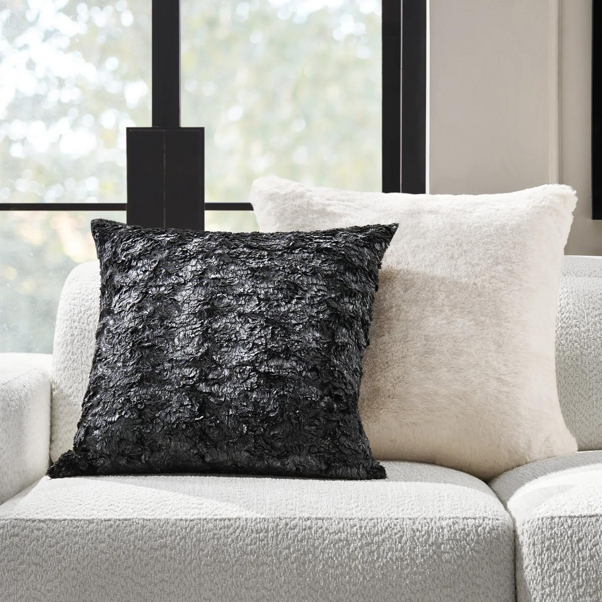 Celeste Metallic Fur Pillow 22" - Graphite