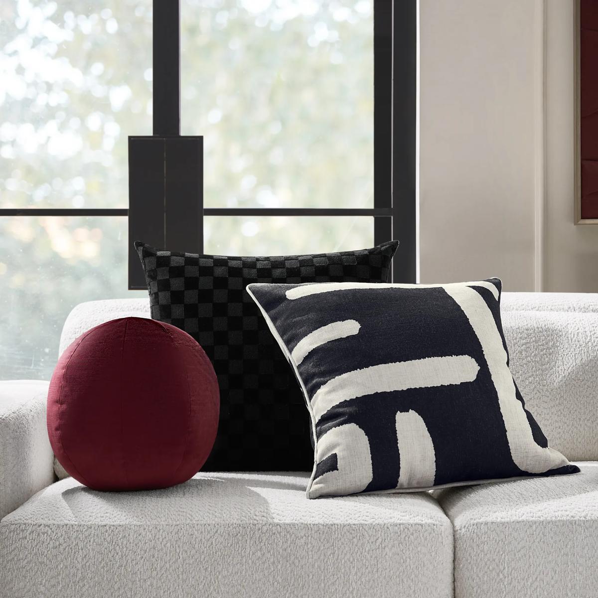Veda Velvet Ball Pillow 12" - Burgundy