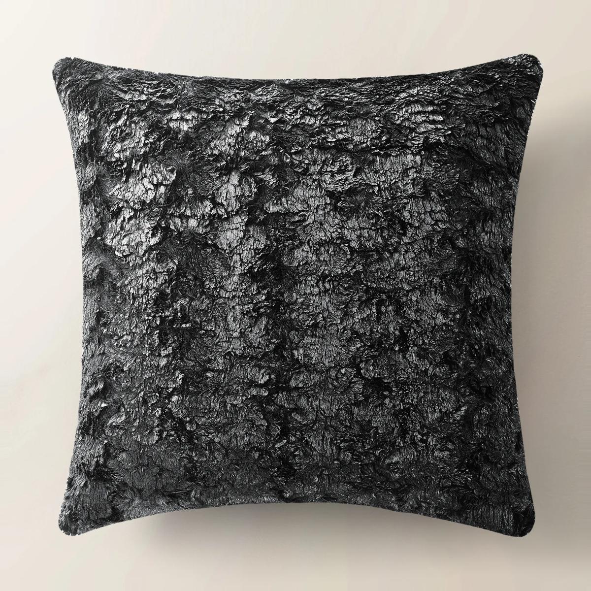 Celeste Metallic Fur Pillow 22" - Graphite